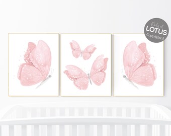 Butterfly Nursery Art Print: Blush Pink Girl Room Decor