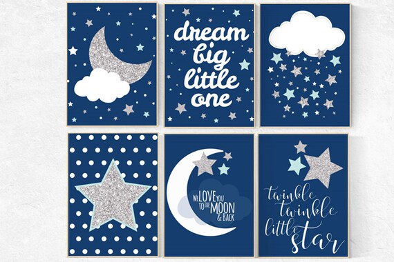 Navy mint gray nursery, navy mint silver nursery decor, mint navy nursery, silver navy blue, nursery decor boy, twinkle twinkle, dream big