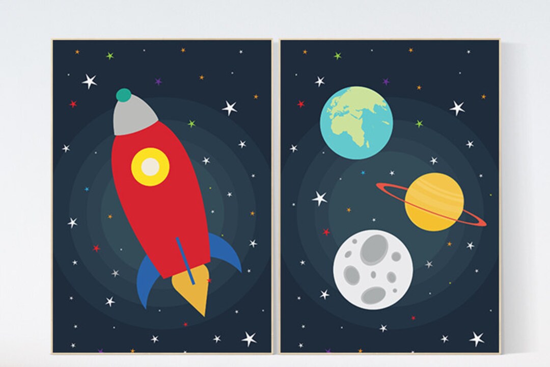 Space Theme Nursery Art Boy Bedroom Decor Boy Nursery Art Nursery Art ...