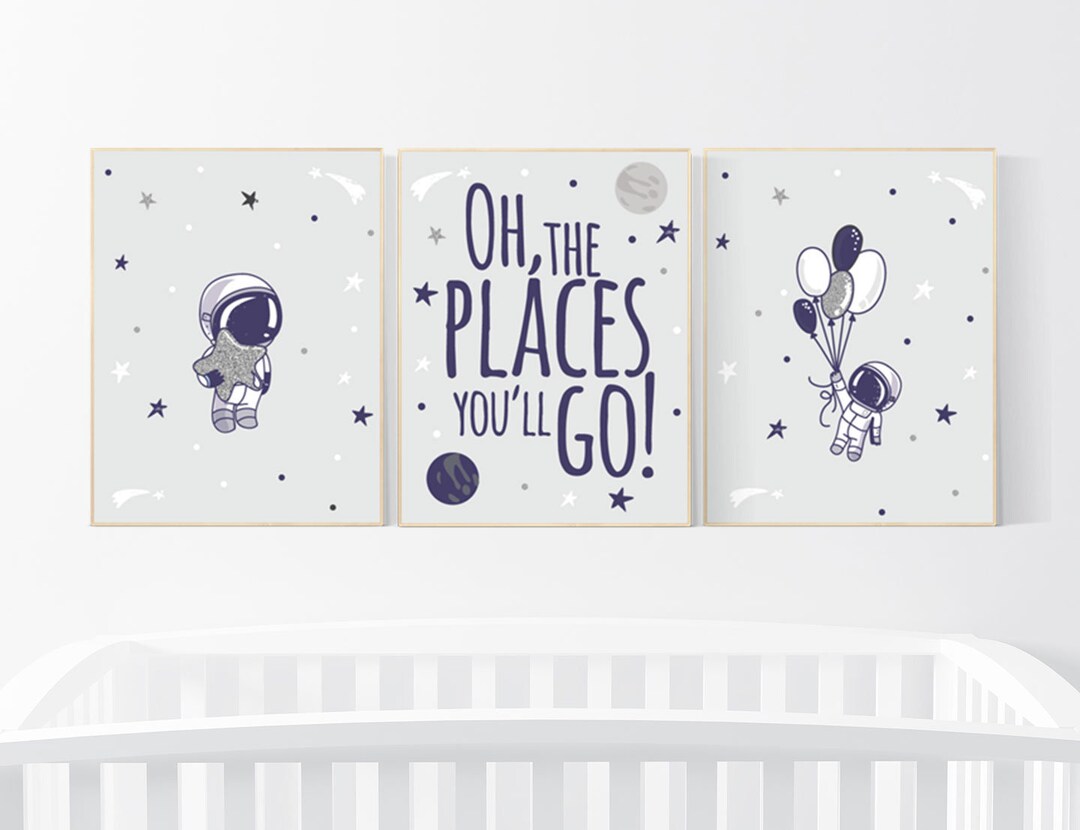 Nursery Decor Boy Space, Nursery Wall Art Space, Space Nursery Decor ...