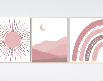 Boho-prints regenboog kinderkamer: zonneschijn, abstracte kunst