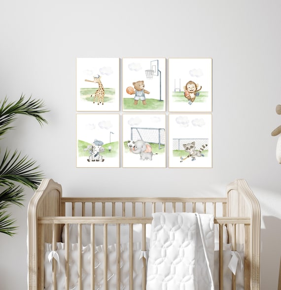 Baby Animals Sports Nursery Decor Print