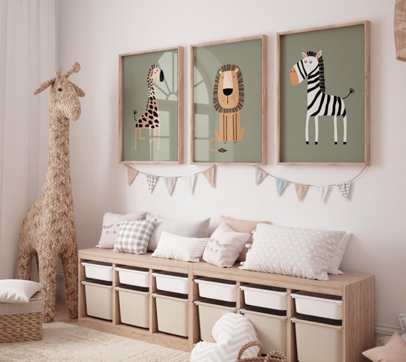 Safari Nursery Wall Prints, Boho Nursery Prints, jungle animals, Sage Green Nursery Art, animal Nursery Decor, animal prints