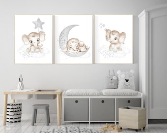 Elephant Nursery Wall Art Prints: Gender Neutral Decor