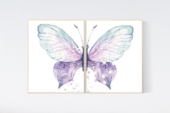 Nursery decor girl purple turquoise, Nursery decor girl butterfly, purple mint, Butterfly Nursery Art, Butterfly Nursery Decor, lilac