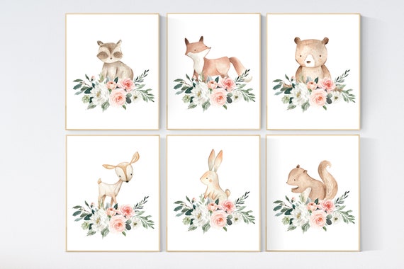 Nursery decor boho, Woodland nursery decor, animals prints, boho nursery, woodland themed nursery, nursery art woodland, nursery prints