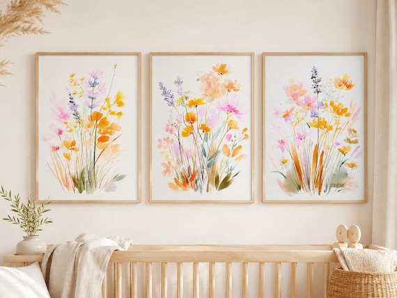 Wildflower Nursery Print: Boho Floral Wall Art