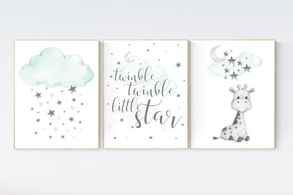 Giraffe nursery decor, Nursery decor girl giraffe, mint nursery decor, gender neutral, nursery wall art quotes, neutral nursery prints