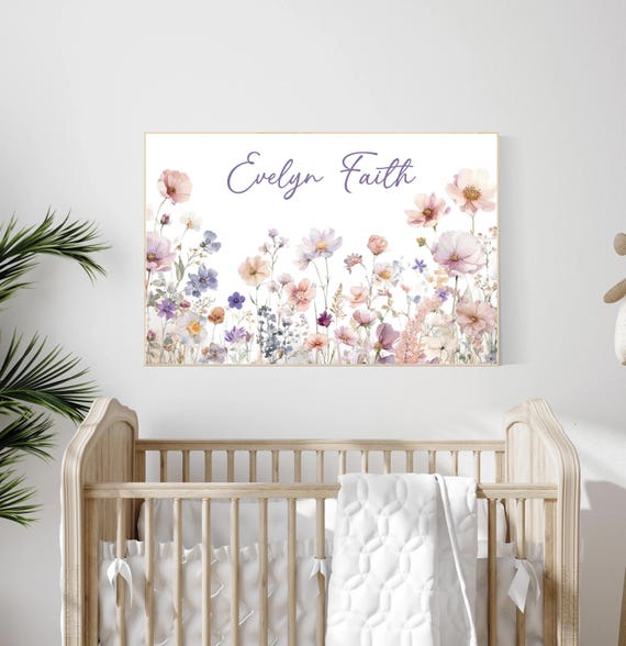 Personalized Wildflower Name Print: Baby Girl Nursery Decor