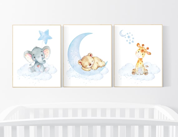 Nursery decor animals, animal prints, Nursery wall art gender neutral, giraffe, bear, elephant nursery decor animals, nursery wall decor