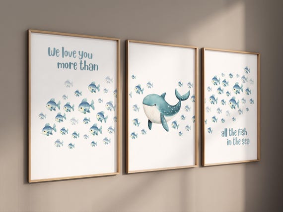 Under the sea wall art, Ocean nursery decor, Nautical nursery print set, under the sea nursery, gender neutral nursery, ocean, nautical