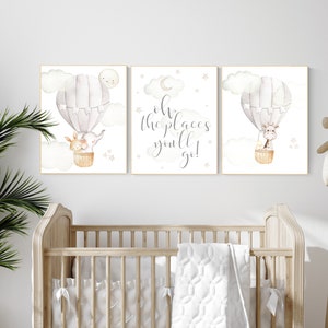 Nursery decor gender neutral, hot air balloon, elephant nursery, woodland animals, baby room decor, animal nursery, hot air balloons