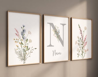 Boho Nursery wall art, Wildflower Nursery Decor, Floral Nursery, Girl Nursery Decor, vintage flower nursery, Botanical Print, home decor