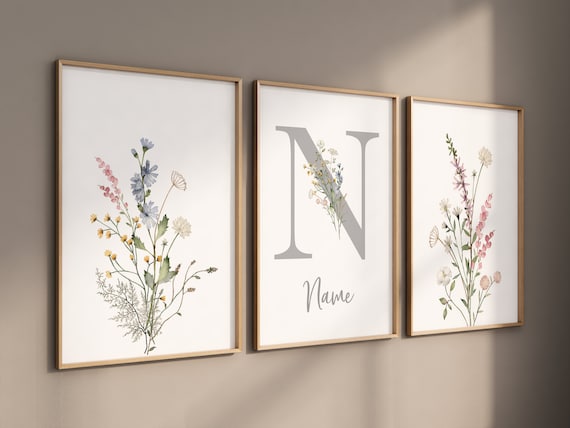 Boho Nursery wall art, Wildflower Nursery Decor, Floral Nursery, Girl Nursery Decor, vintage flower nursery, Botanical Print, home decor