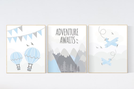 Adventure nursery decor, nursery decor boy adventure, nursery decor boy airplane, world map nursery, explore, mountain nursery, navy blue