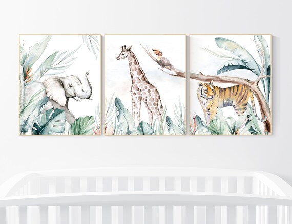 Nursery decor animals, animal prints, jungle animals, gender neutral, nursery wall decor, Woodland Nursery Wall Art, animal nursery art