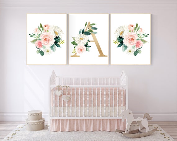 Nursery decor girl floral, nursery decor girl flowers, blush pink, nursery decor girl boho, floral nursery prints, nursery decor girl name