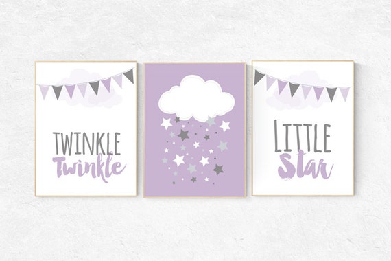 Nursery decor girl purple, Purple nursery decor, cloud nursery, twinkle twinkle little star, lilac nursery, lavender nursery, girls room