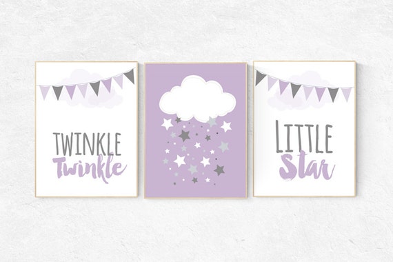 Nursery decor girl purple, Purple nursery decor, cloud nursery, twinkle twinkle little star, lilac nursery, lavender nursery, girls room