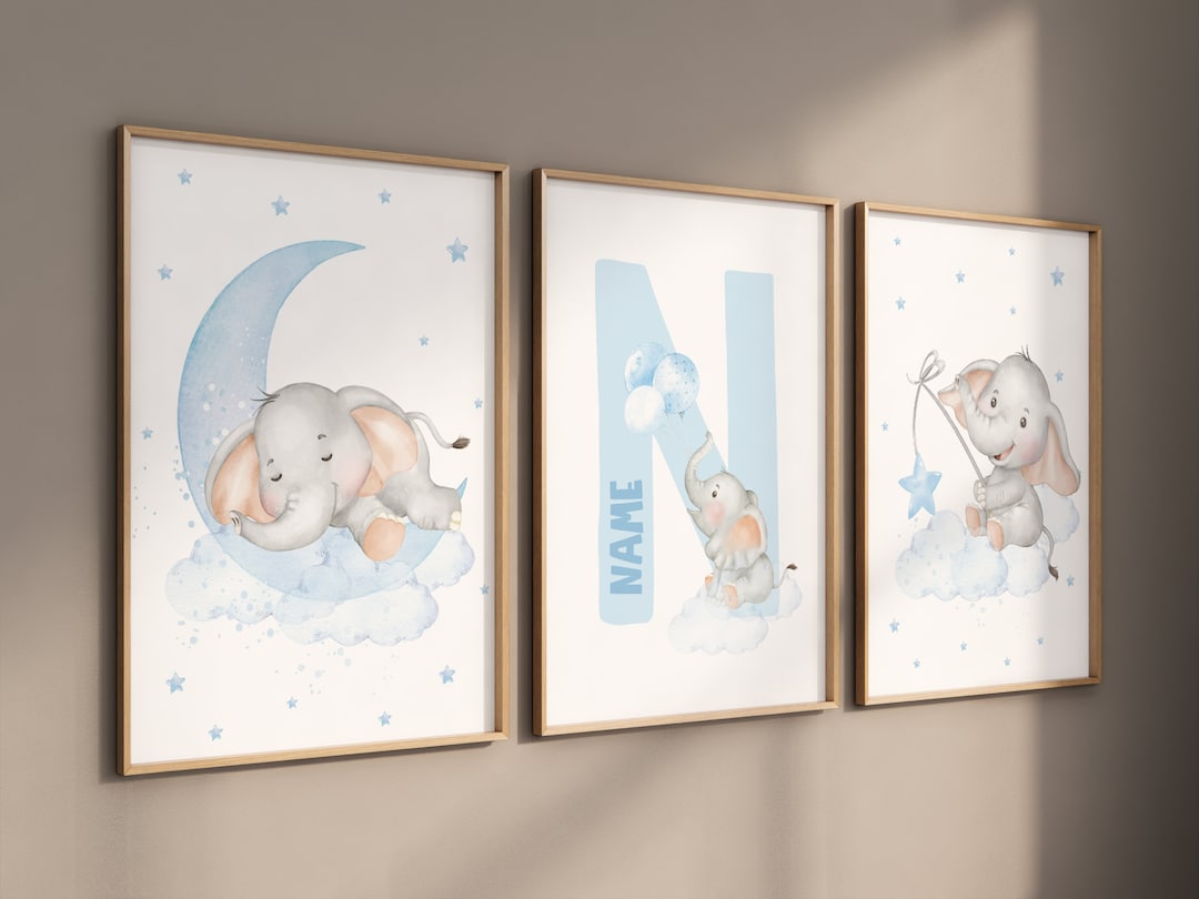 Nursery Decor Elephant, Baby Blue Nursery, Nursery Decor Boy, Elephant ...