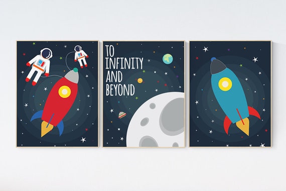 Space nursery decor, baby boy nursery, to infinity and back, outer space nursery, space print, Space themed nursery, nursery prints, boy