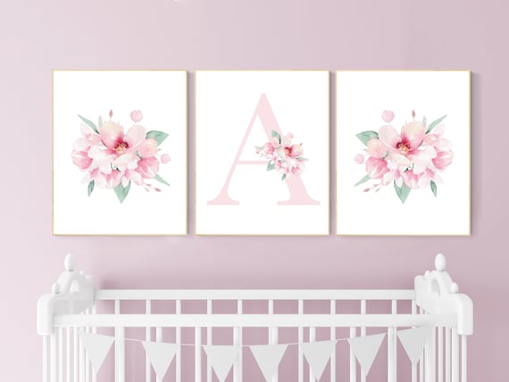 Nursery decor girl boho, nursery decor flower, nursery decor girl floral, flower nursery, girl nursery wall art, pink nursery, boho nursery