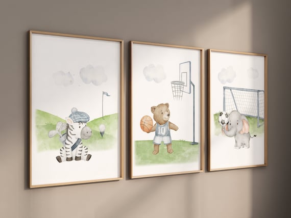 Sports nursery decor, Baby Animals Sport, Baby boy sports nursery, Safari nursery decor, soccer nursery basketball nursery, golf nursery