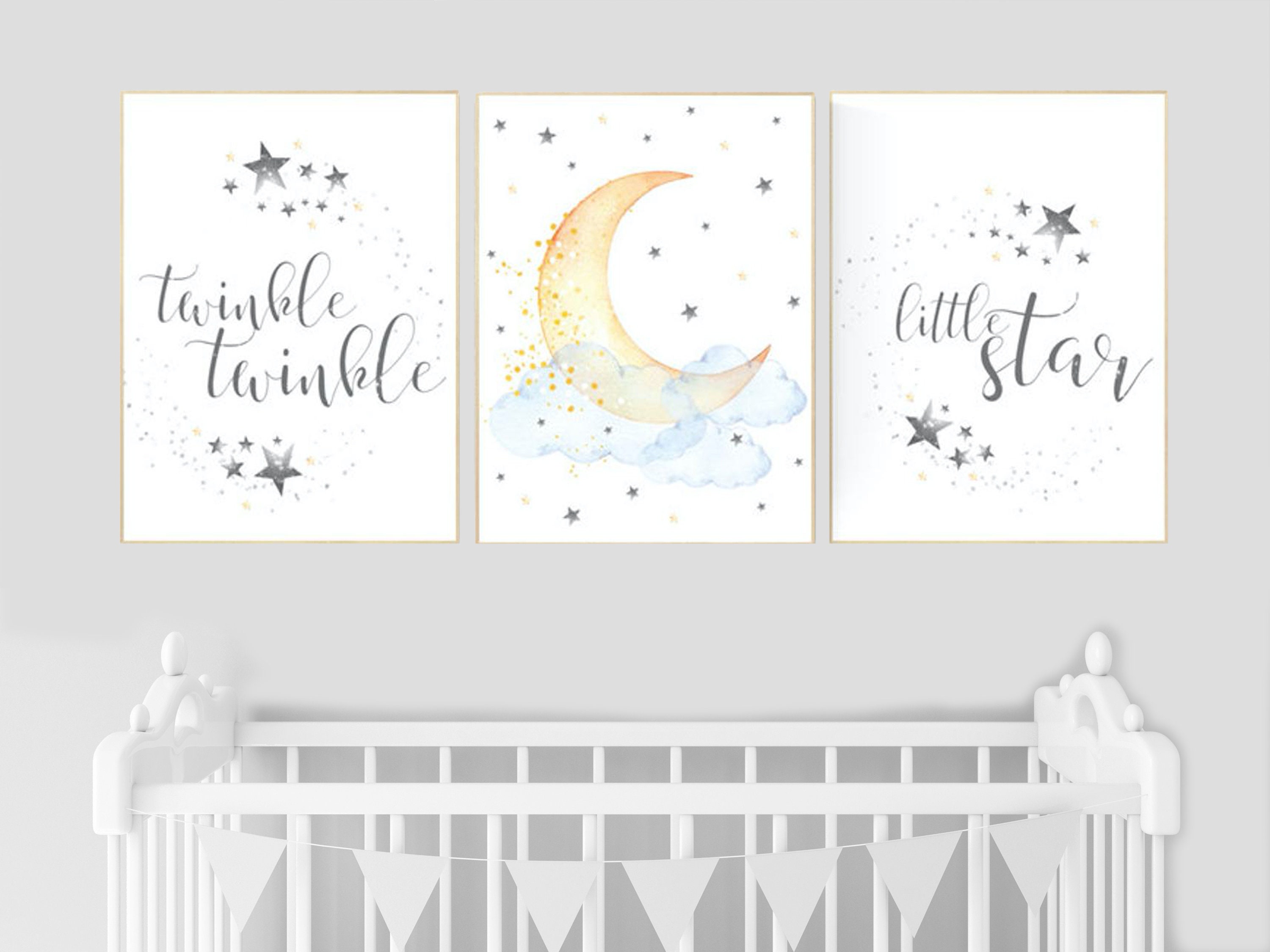 Twinkle twinkle little star nursery decor neutral cloud and
