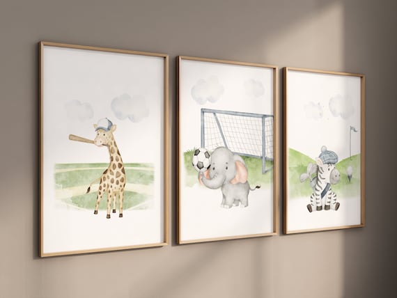 Sports nursery decor, Baby Animals Sport, Baby boy sports nursery, Safari nursery decor, football nursery, baseball nursery, golf nursery