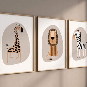 Nursery decor neutral, Safari Nursery Wall Prints, Boho Nursery Prints, jungle animals, beige nursery, Nursery Art, animal Nursery Decor