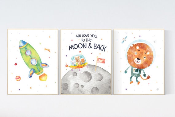 Space Nursery Decor, Nursery decor boy space, space wall art nursery, Space wall art, animal prints, gender neutral, space nursery theme