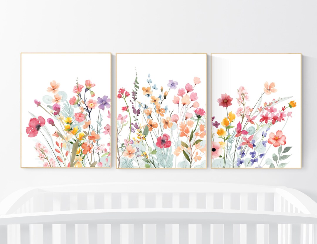 Watercolor Wildflower Nursery Print: Boho Floral Wall Art - Etsy