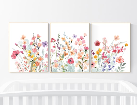 Watercolor Wildflower Nursery Print: Boho Floral Wall Art