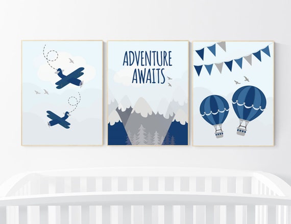 Nursery decor boy mountain, adventure nursery, nursery decor boy plane, world map, adventure awaits, mountain nursery, boy nursery ideas