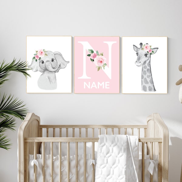 Nursery decor girl boho, Safari Floral Animals, Nursery Prints, Nursery Decor, Girls Nursery Decor, Safari Nursery, jungle animals