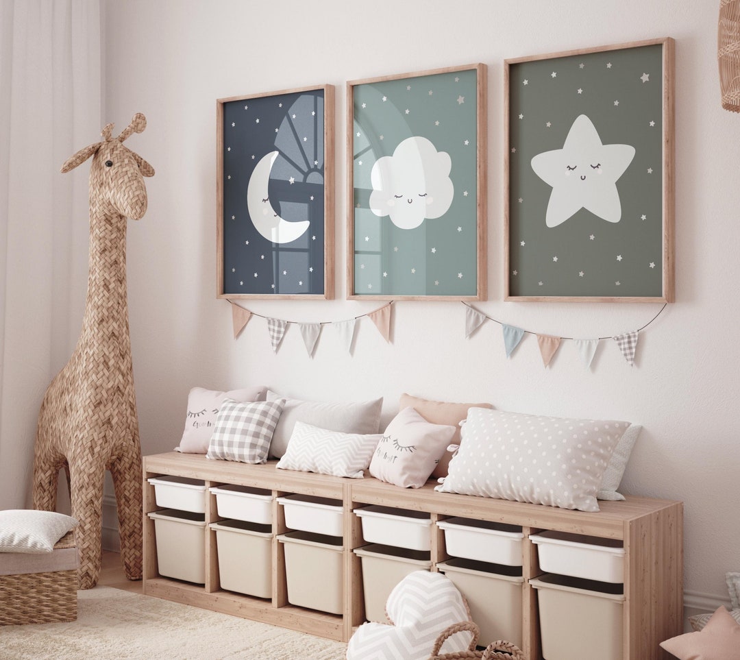 Moon Prints for Nursery, Nursery Wall Art, Gender Neutral Nursery, Baby ...