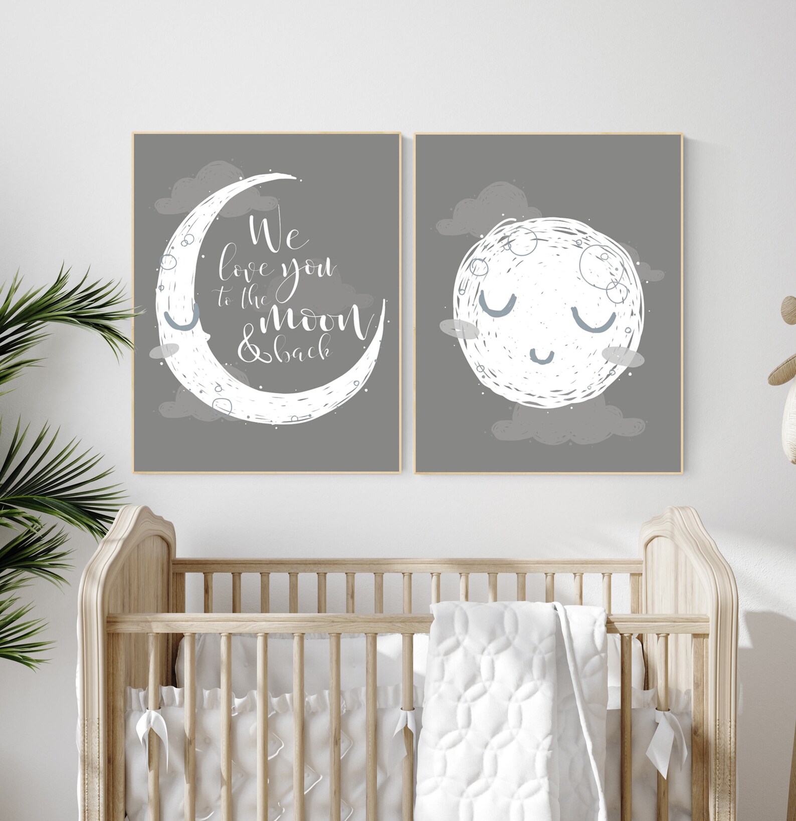 Grey Nursery Decor Gray Nursery Decor Sun and Moon Grey Etsy