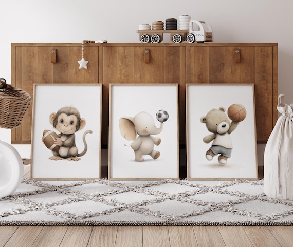 Baby Animal Sports Nursery Art Prints: Safari Theme