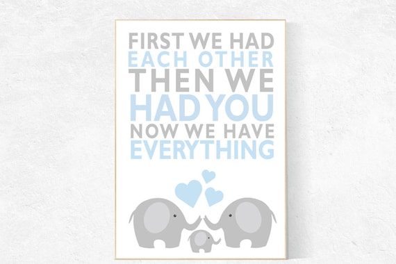 First We Had Each Other, blue gray nursery, boys room decor, Elephant Nursery Art, Nursery Decor, Baby boy Nursery Prints, blue nursery art