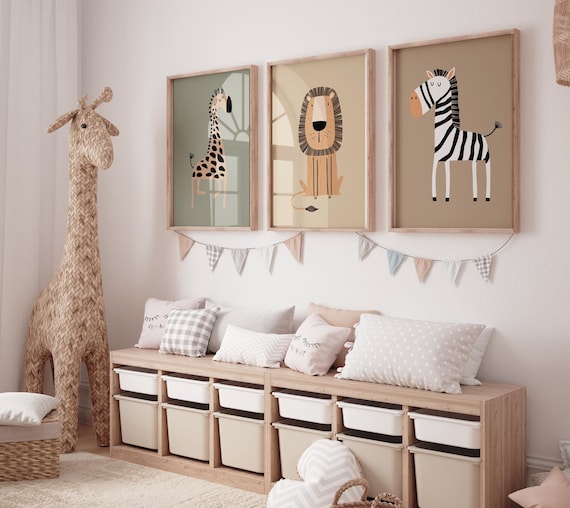 Safari Nursery Wall Prints, Boho Nursery Prints, jungle animals, Sage Green Nursery Art, animal Nursery Decor, animal prints