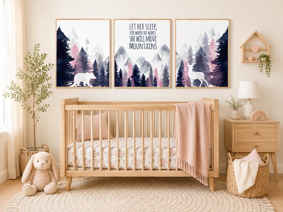 Woodland Nursery Decor: Mountain Animals Art Prints
