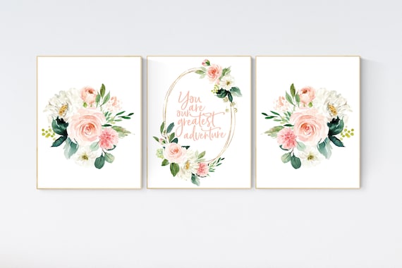 Nursery decor girl floral, nursery decor girl, nursery decor girl flowers, blush pink, nursery decor girl boho, floral nursery prints