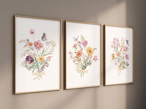 Boho Nursery wall art, Wildflower Nursery Decor, Floral Nursery, Girl Nursery Decor, vintage flower nursery, Botanical Print, home decor