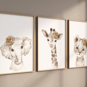 Boho Nursery, Wildflower Nursery Decor, woodland nursery, Floral Nursery, elephant nursery, animal prints, vintage flower, Botanical Print
