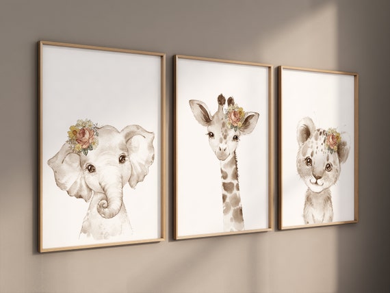 Boho Nursery, Wildflower Nursery Decor, woodland nursery, Floral Nursery, elephant nursery, animal prints, vintage flower, Botanical Print