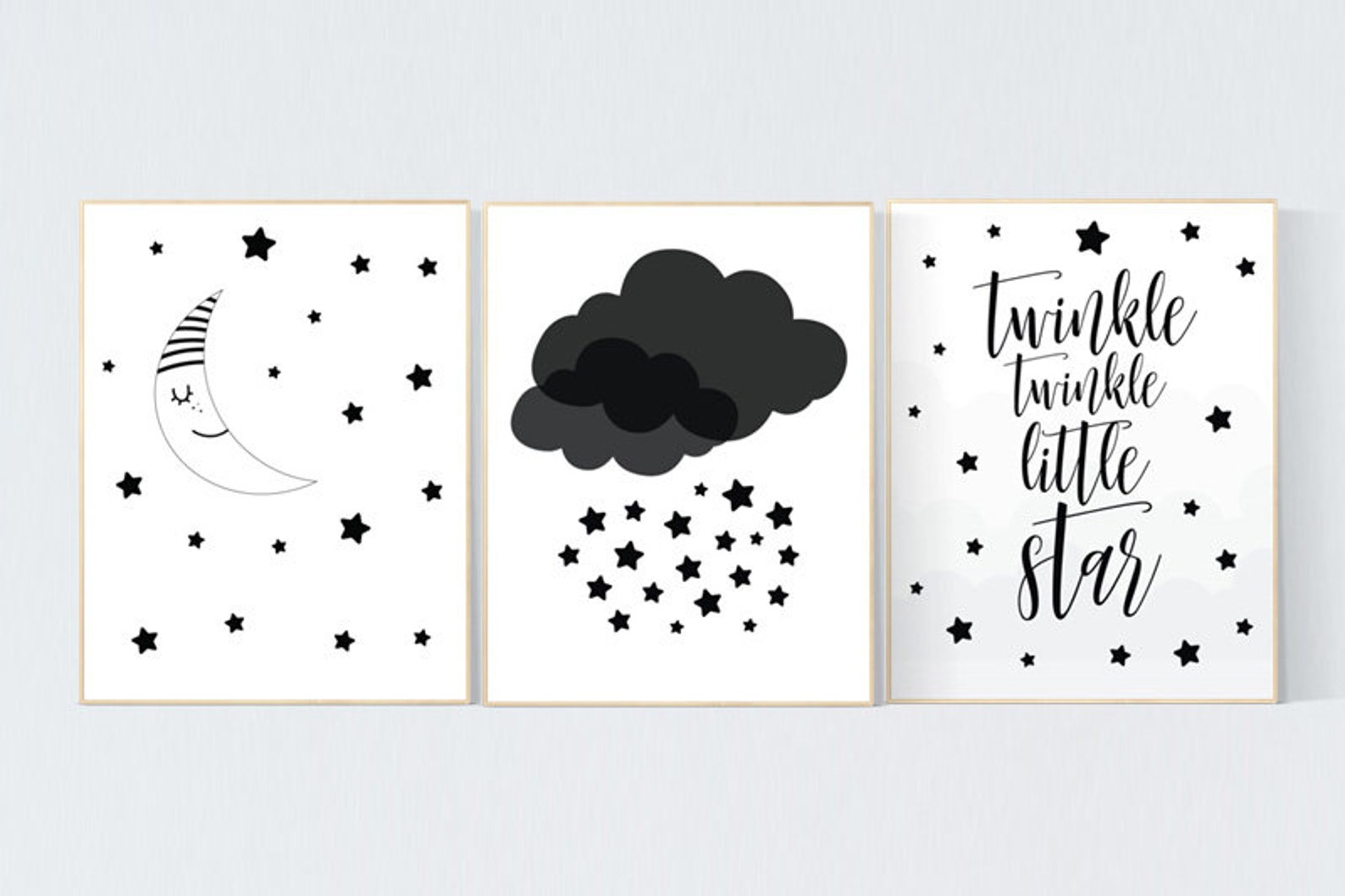 Black and White Nursery Prints, Baby Room Decor Gender Neutral, Nursery