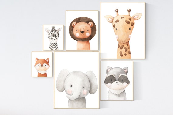 Safari Nursery Wall Art, Nursery wall art animals, gender neutral nursery, Animals Nursery Prints, Woodland Nursery Decor, animal prints