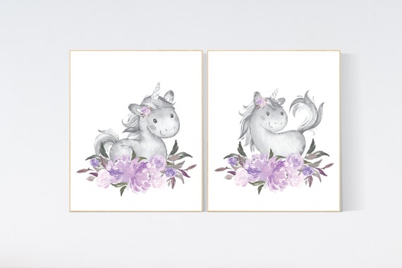 Nursery decor girl purple, unicorn nursery, nursery decor girl floral, lilac nursery decor lavender, lilac nursery, unicorn decor, girl room