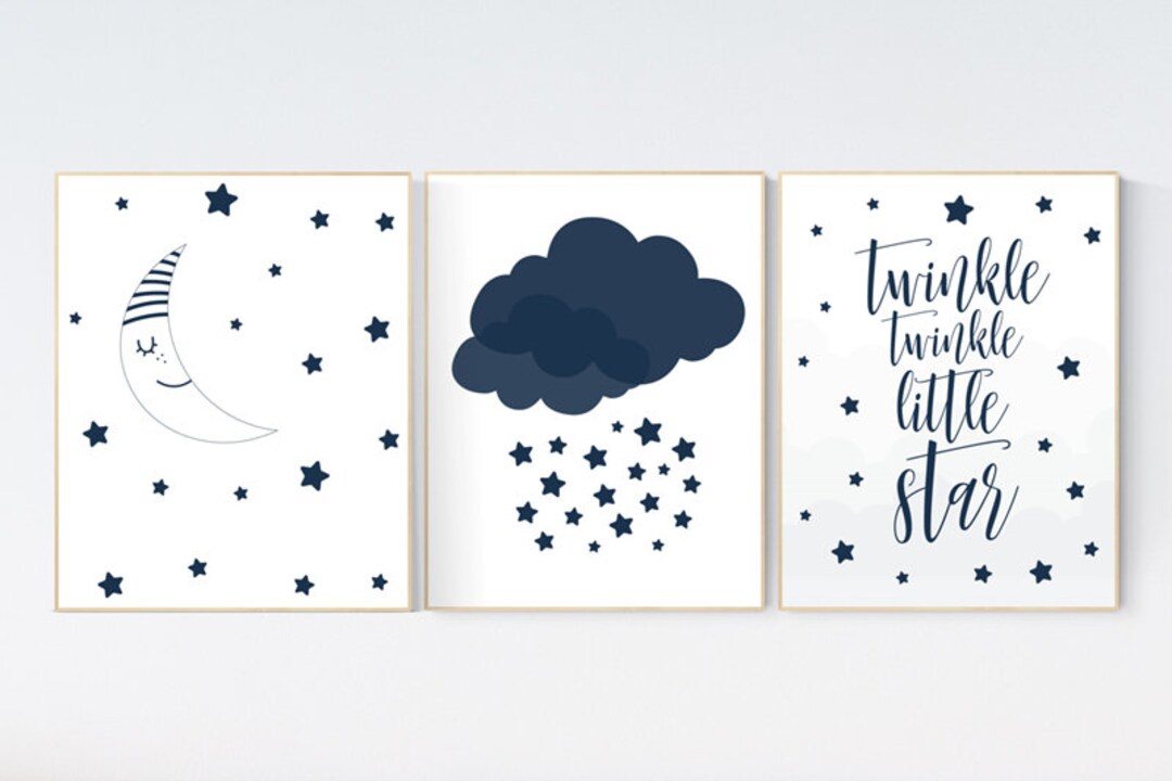 Navy Blue Nursery Prints, Baby Room Decor Boy, Nursery Wall Art, Boys ...
