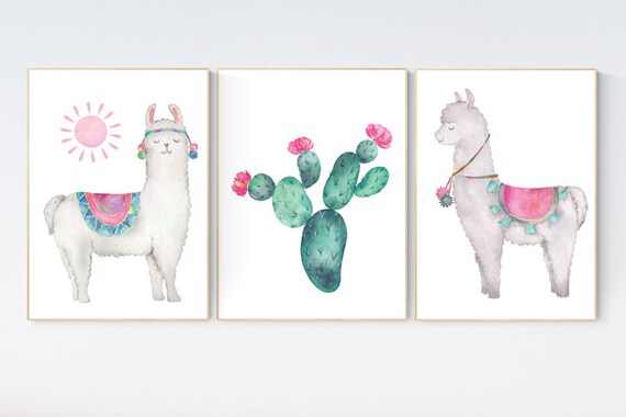 Llama nursery print, llama cactus, nursery wall art llama, Llama Print, Cactus Print, Llama Wall Art, Cactus Wall Art, Llama Cactus Nursery